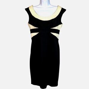 Maggy London Womens Black & Cream Sleeveless Sheath Dress Size 10 Back Zipper